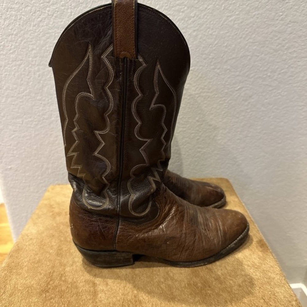 Panhandle Slim Sanders Cowboy Boots Two Tone Brown Size 10 D Made in Mexico